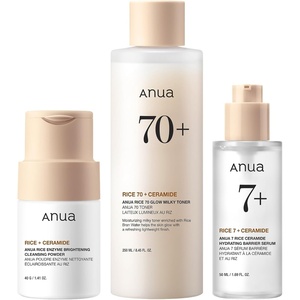 image:imageAnua Rice Skin Care Set Cleansing Powder Face Wash Milky Toner amp Hydrating Serum with Ceramide Hyaluronic Acid Hydration amp Skin Barrier Repair for Glow Glass Skin NonComedogenic Korean Skincare