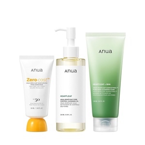 image:imageAnua After sun care trio set Heartleaf Cleansing Foam ZeroCast Moisturizing Finish Sunscreen Heartleaf Pore Control Cleansing Oil Face wash Oil Cleanser Facial sunscreen Korean skincare set