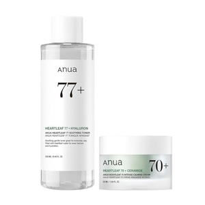 image:imageAnua Gentle Moisture Duo Heartleaf 77 pH 55 Soothing Toner amp Heartleaf 70 Intense Calming Cream for skin barrier repair hyaluronic acid panthenol for facial moisturizer Vegan Korean Skincare set
