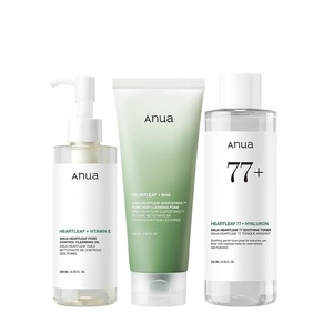 image:imageAnua Heartleaf Trio Pore Control Cleansing Oil amp Quercetinol Pore Deep Cleansing Foam amp 77 Soothing Toner Double Cleansing Gentle Korean Skincare